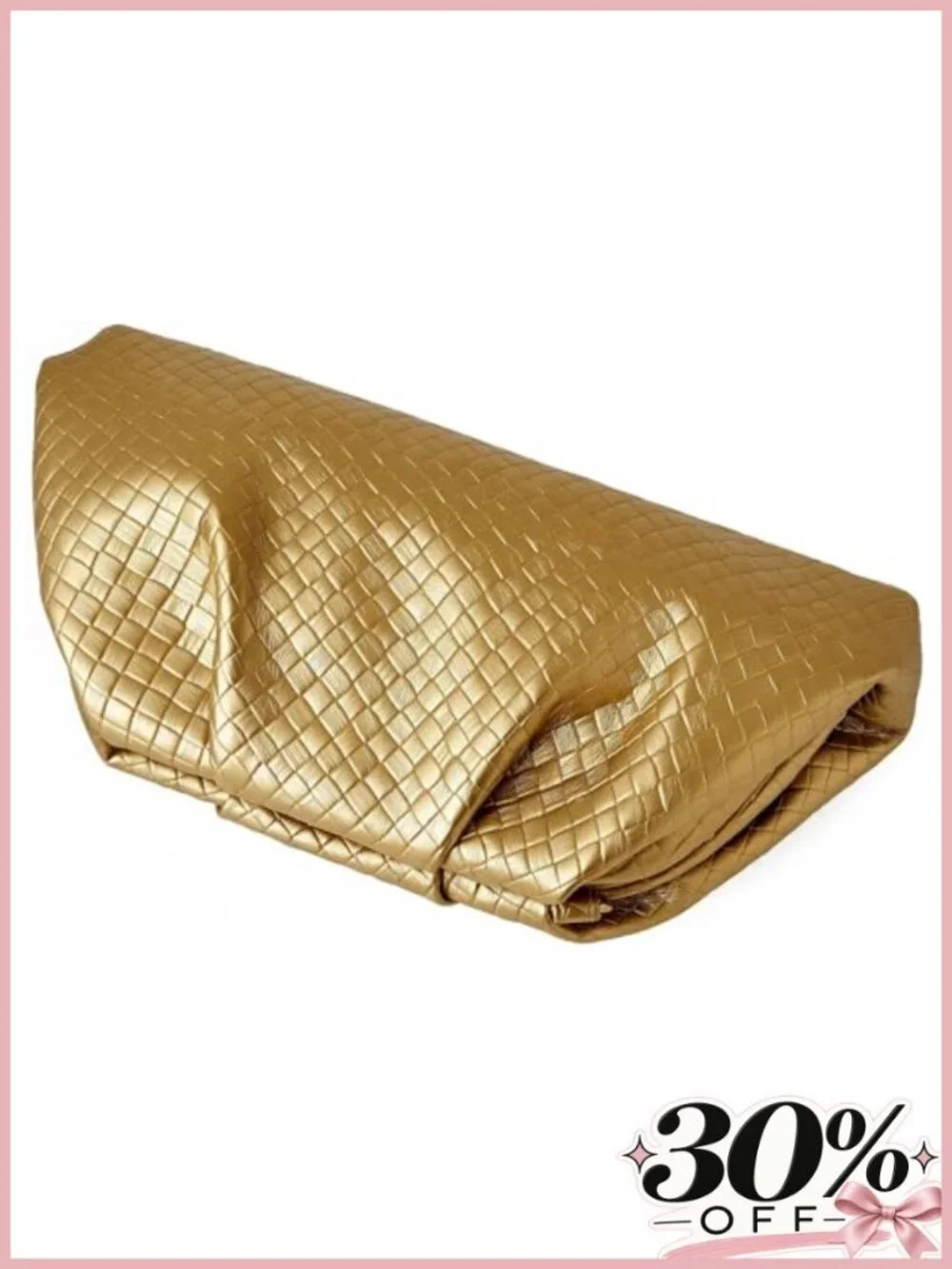 Woven Evening Bag Ruched Dumpling Clutch Detachable Chain Crossbody Purse